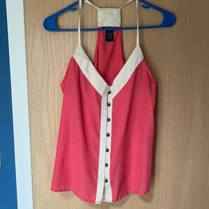 Pink and white button down summer top